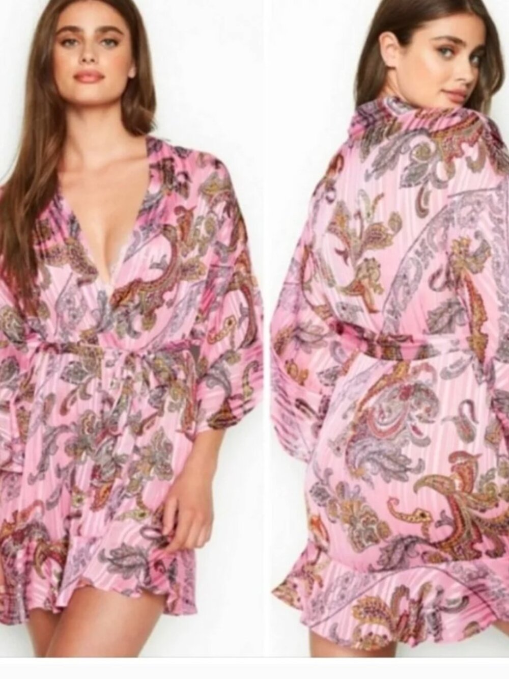 Victoria's Secret Pink Paisley Sheer Kimono Womens XS
